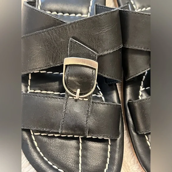 FREE PEOPLE SLOAN BUCKLE SANDALS - BLACK - Picture 5 of 8